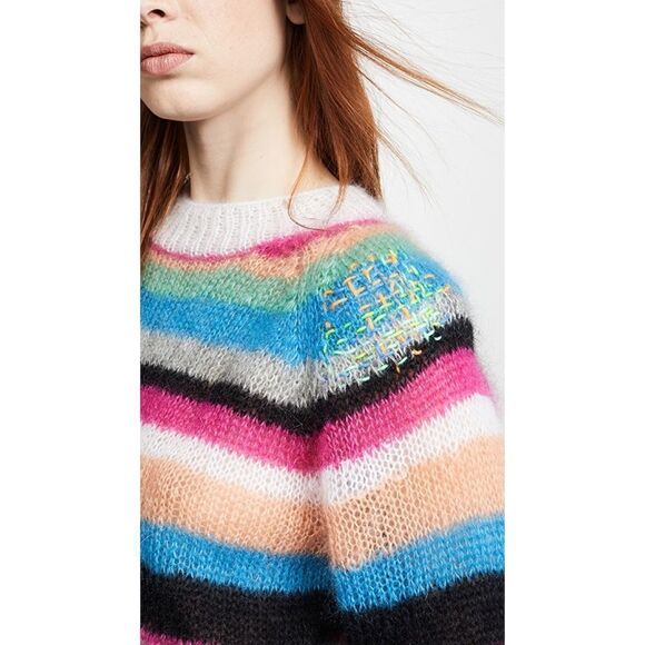 Michaela Buerger silk Mohair blend  Mock Neck Striped Sweater Multi XS - Picture 2 of 14